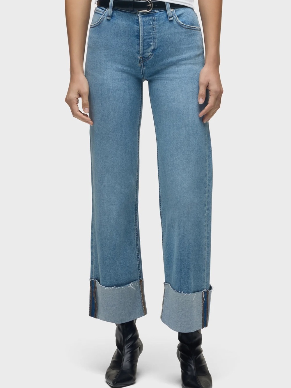 Hudson High Rise Rosie Cuffed Wide Leg Jean in OAK